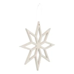 Christmas Ornament Geometric Star Wood 12 Cm White