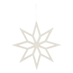 Christmas Ornament Geometric Star Wood 12 Cm White