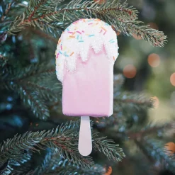 Christmas Ornament Ice Cream | Pink White | 18 Cm