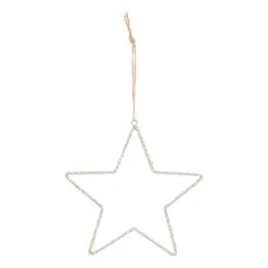 Christmas Ornament Metal Star With Beads | Champagne | 14cm