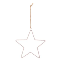 Christmas Ornament Metal Star With Beads | Pink | 14cm