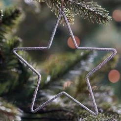 Christmas Ornament Metal Star With Beads | Silver | 14cm