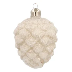 Christmas Ornament Pine Cone | Antique Silver | Glass | 10 Cm