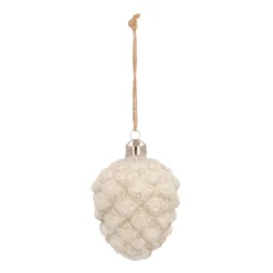 Christmas Ornament Pine Cone | Antique Silver | Glass | 10 Cm