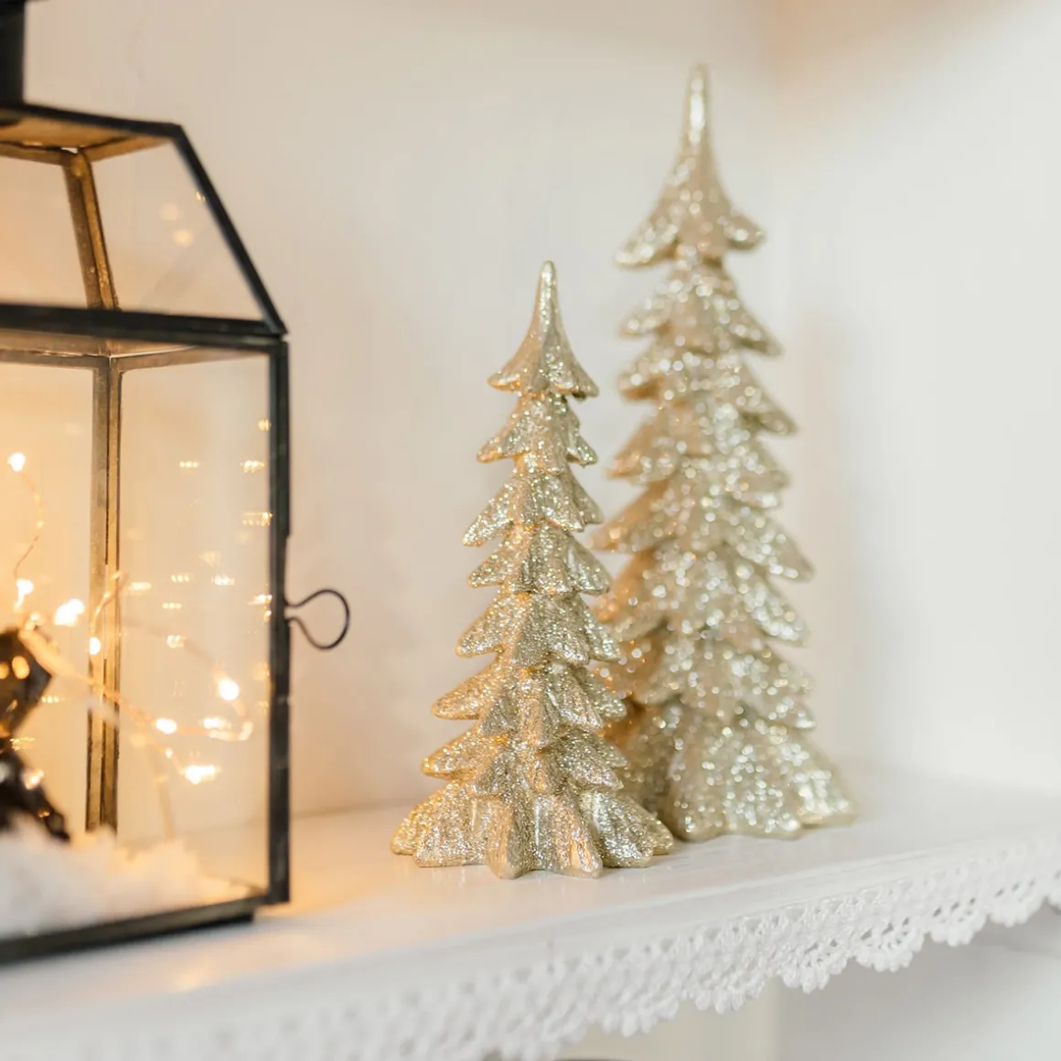Christmas Tree Champagne 19cm Polyresin