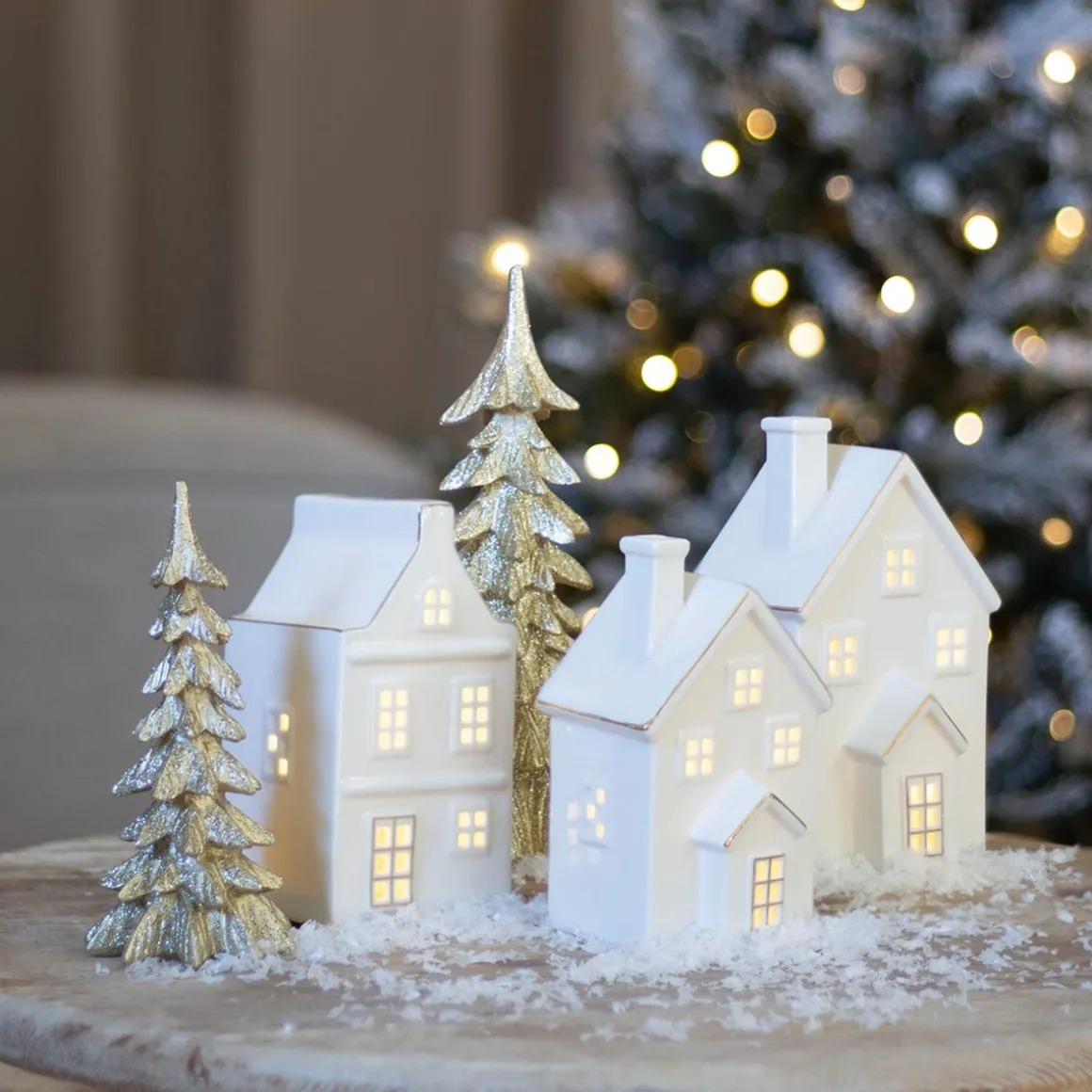 Christmas Tree Champagne 19cm Polyresin