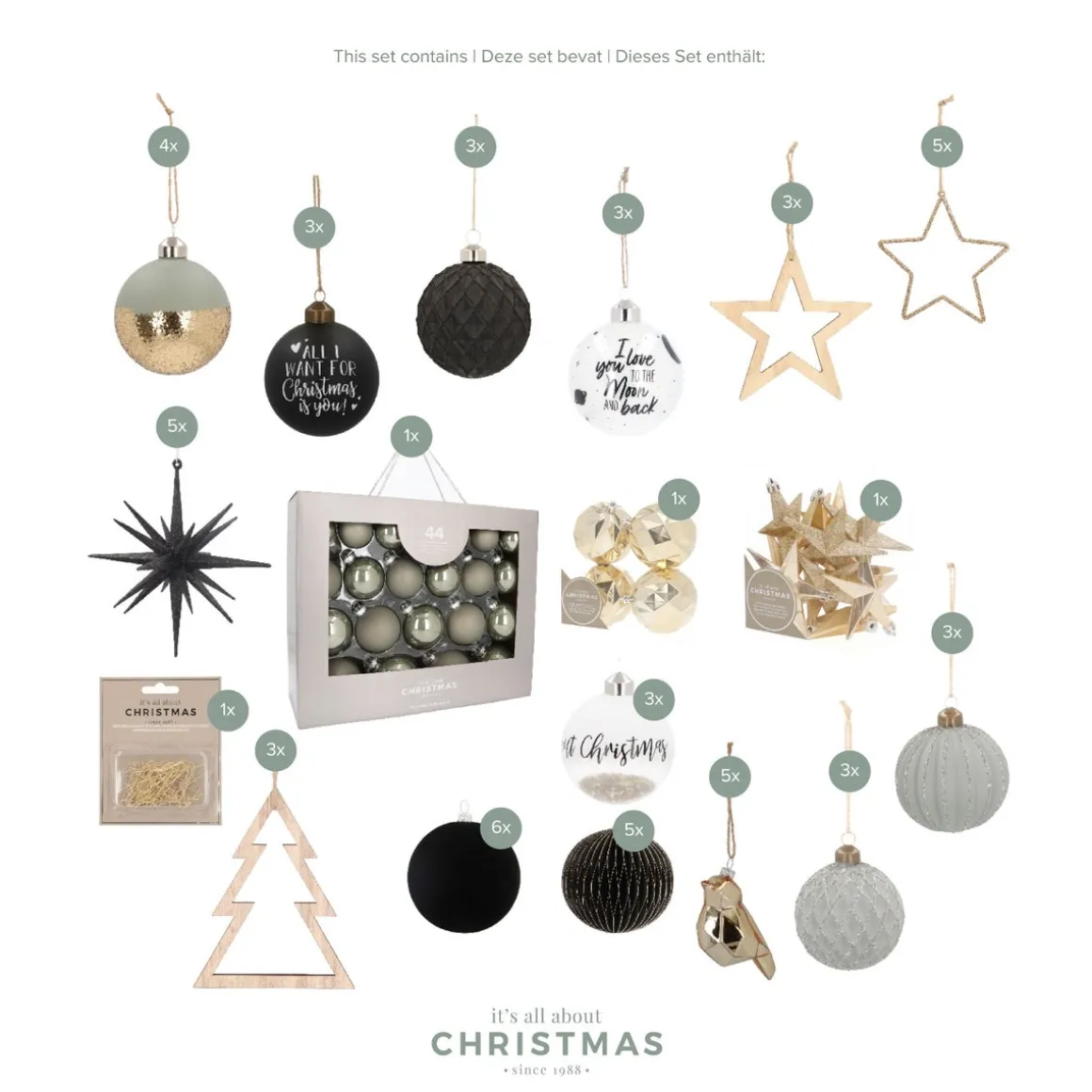 Christmas Tree Package 'Modern Elegance': Modern Ornaments And Luxurious Materials