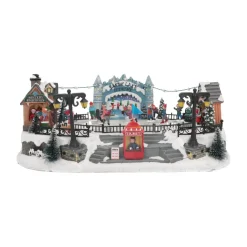 Christmas Village Ice Rink | 8 Moving Skaters | LED Lighting | Music | 42cm Wide