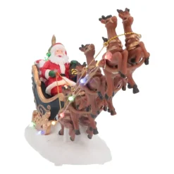 Christmas Village Santa With Reindeer | LED Lighting | 36cm Long