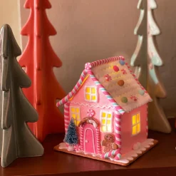 Clay Gingerbread House Pastel With LED | Handmade | Batteries Incl. | 21 Cm