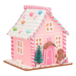 Clay Gingerbread House Pastel With LED | Handmade | Batteries Incl. | 21 Cm