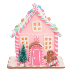 Clay Gingerbread House Pastel With LED | Handmade | Batteries Incl. | 21 Cm