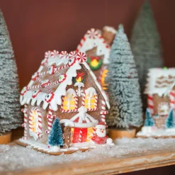 Clay Gingerbread House With LED | Handmade | Batteries Incl. | 16 Cm