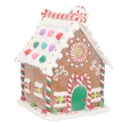 Clay Gingerbread House With LED | Handmade | Batteries Incl. | 15 Cm
