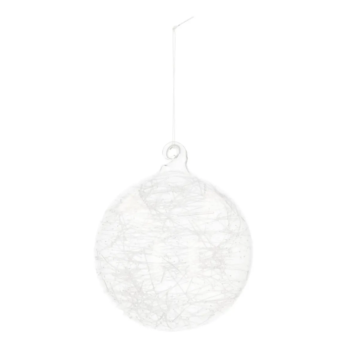 Clear Glass Bauble Filled With Fiber | 8 Cm