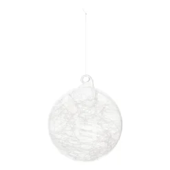 Clear Glass Bauble Filled With Fiber | 10 Cm