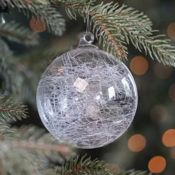 Clear Glass Bauble Filled With Fiber | 10 Cm