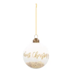Clear Glass Bauble It's All About Christmas | White | 8 Cm