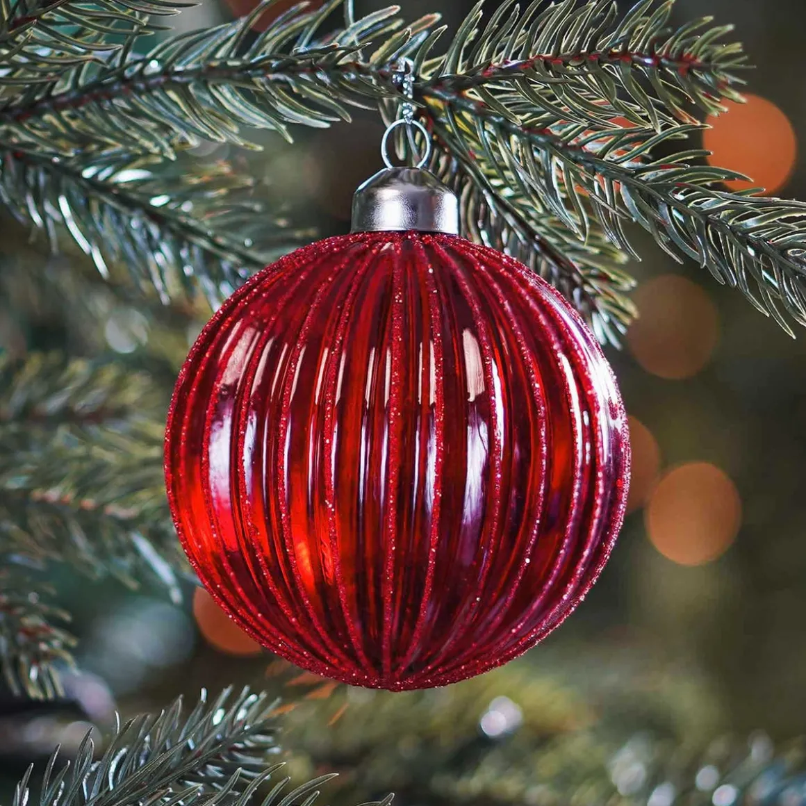 Clear Glass Bauble Lampion | Berry | 8 Cm