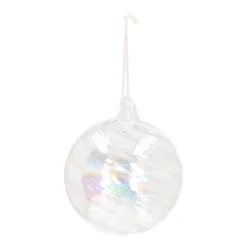 Clear Glass Bauble Swirl | Iridescent | 10 Cm