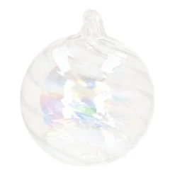 Clear Glass Bauble Swirl | Iridescent | 10 Cm