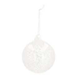 Clear Glass Bauble With Ice Finish | 8 Cm
