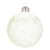 Clear Glass Christmas Baubles With Splinters 8cm Eucalyptus