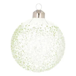 Clear Glass Christmas Baubles With Splinters 8cm Eucalyptus