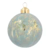 Clear Glass Velvet Christmas Bauble 8cm Gold Grey