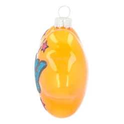Cloud With Text OMG! Pop Art Ornament, Glass, Yellow-Blue, 11cm/4.5in