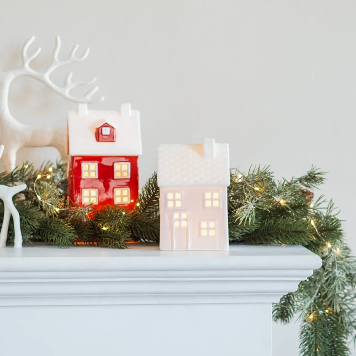 Cute Pink Porcelain Christmas House