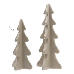 3D Porcelain Christmas Tree | Taupe | 21 Cm
