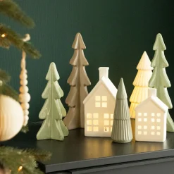 3D Porcelain Christmas Tree | Taupe | 28 Cm