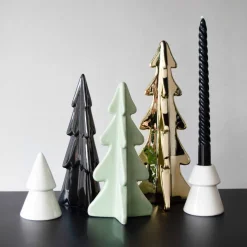 3D Porcelain Christmas Tree | Black | 22 Cm