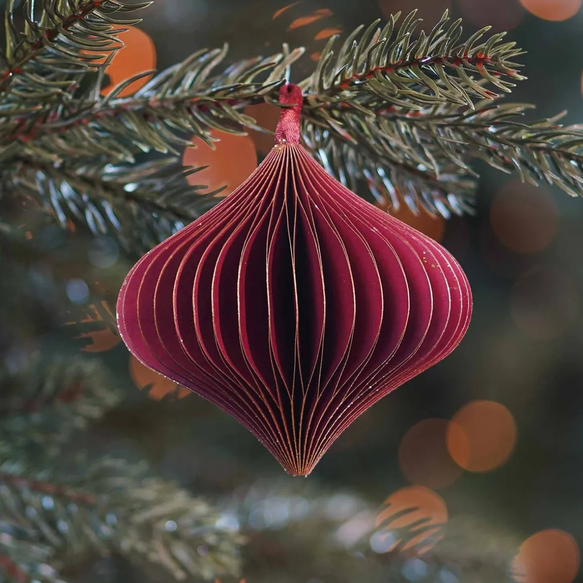 Dark Red Paper Christmas Ornament 8 Cm
