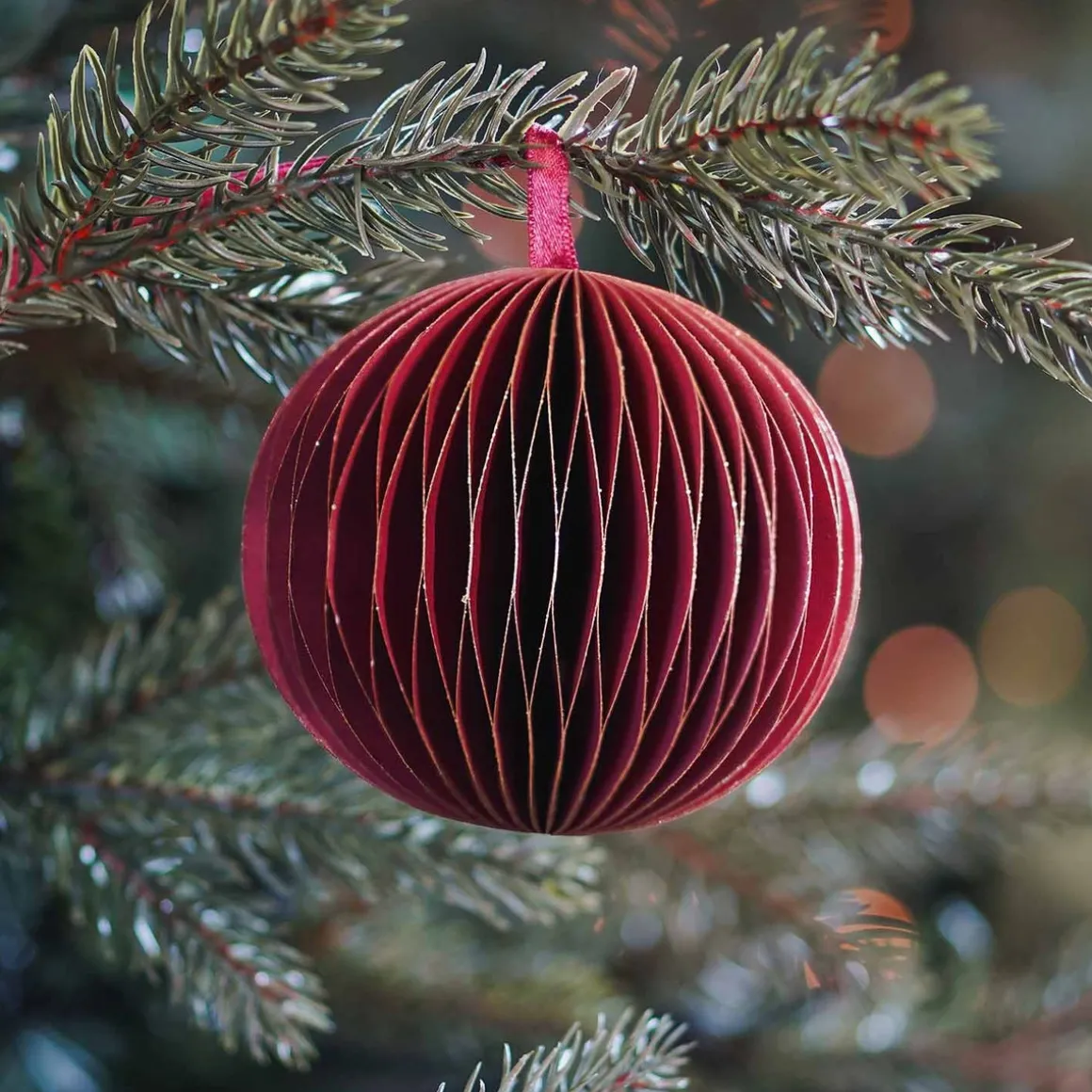 Dark Red Paper Christmas Bauble 8 Cm