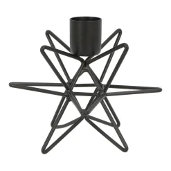 Design Candle Holder Matt Black | Metal Star | 12 Cm