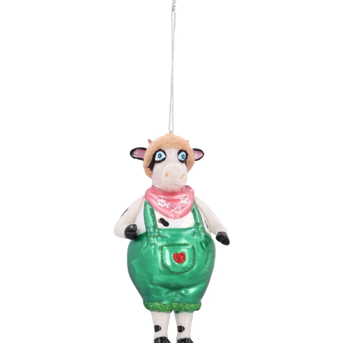 Detailed Cow Ornament In Dungarees