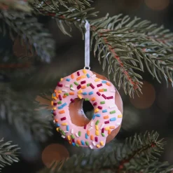 Donut Christmas Ornament | Pink | Handmade | 7 Cm