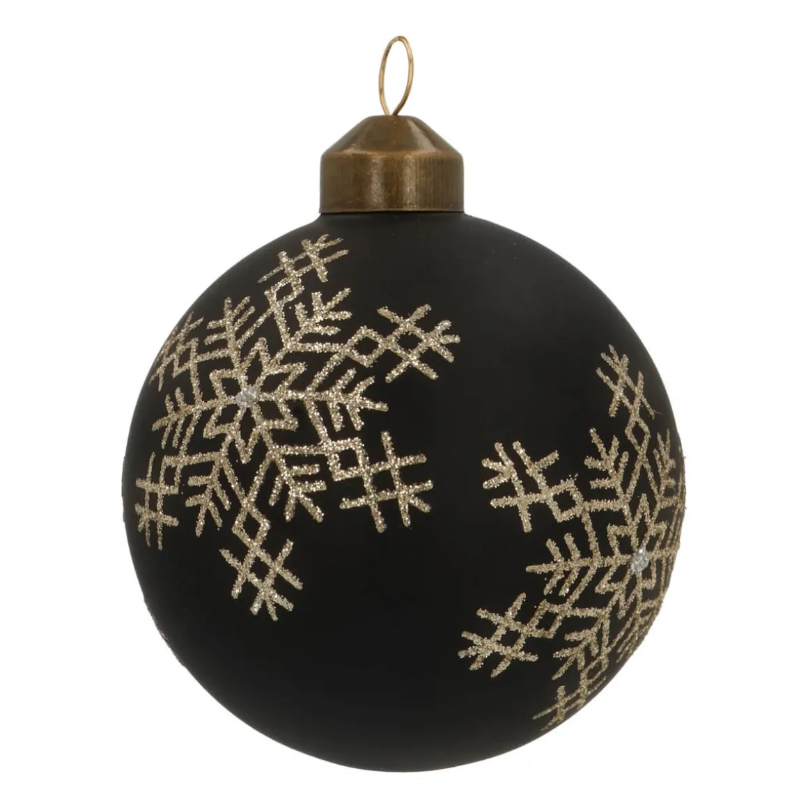 Elegant Glass Christmas Bauble Snowflakes 8cm Black