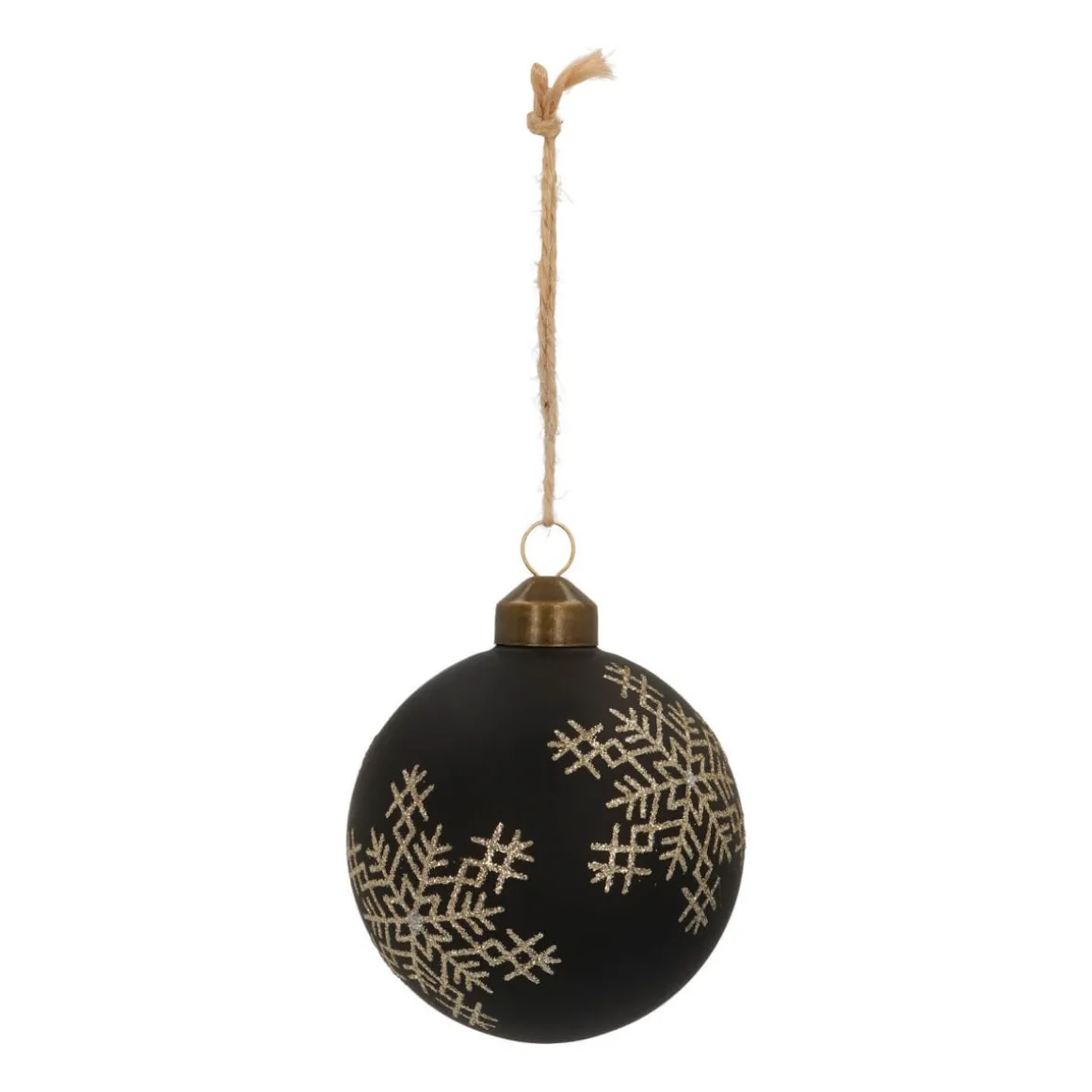 Elegant Glass Christmas Bauble Snowflakes 8cm Black