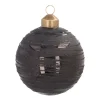Elegant Glass Christmas Bauble With Fine Lines 8cm Black