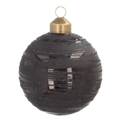 Elegant Glass Christmas Bauble With Fine Lines 8cm Black