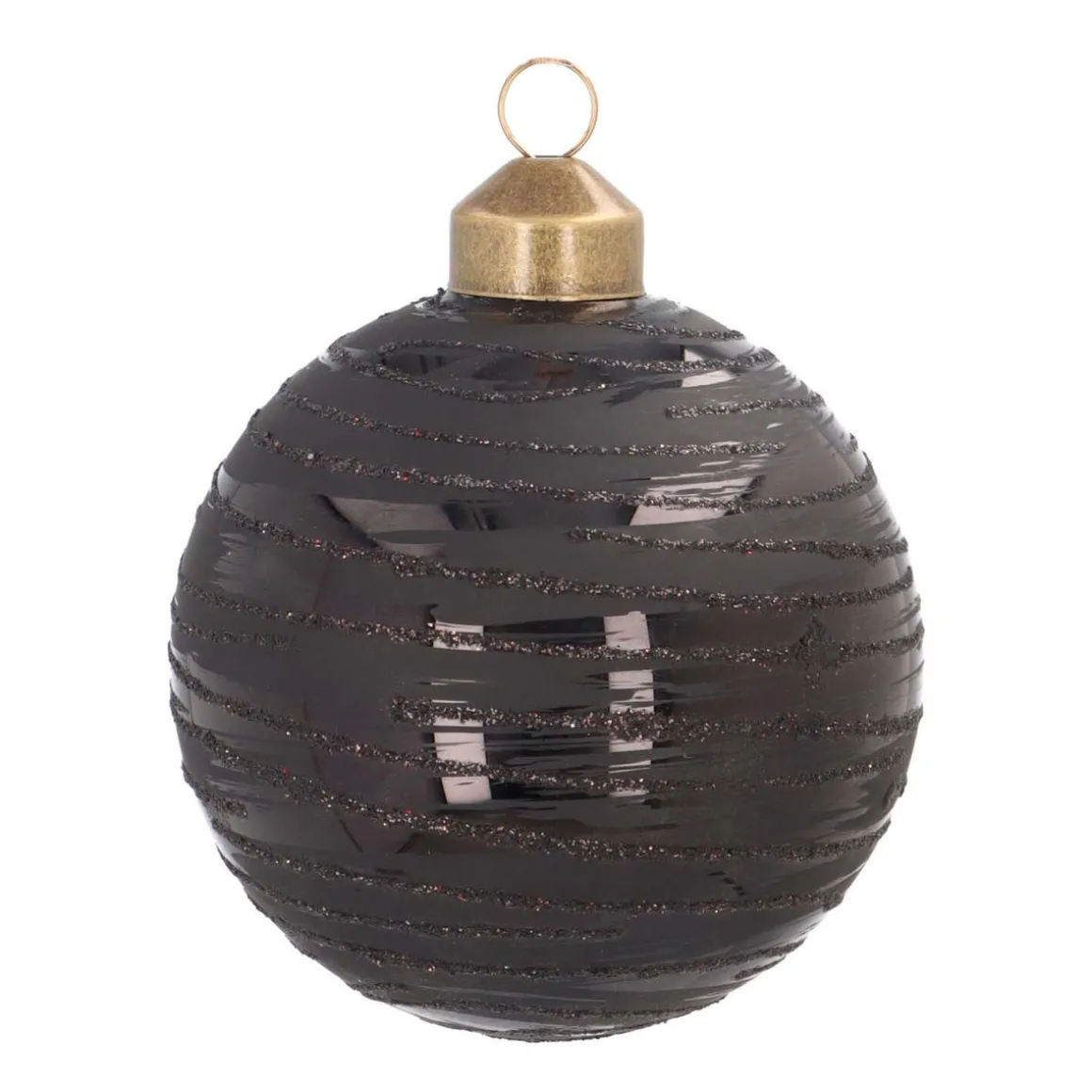 Elegant Glass Christmas Bauble With Fine Lines 8cm Black