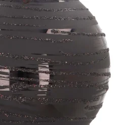 Elegant Glass Christmas Bauble With Fine Lines 8cm Black