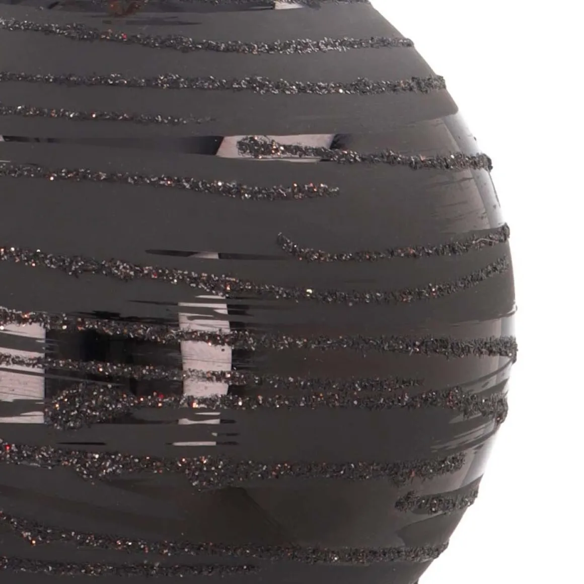Elegant Glass Christmas Bauble With Fine Lines 8cm Black