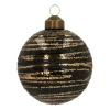 Elegant Glass Christmas Bauble With Fine Lines 8cm Black-Champagne
