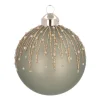 Elegant Glass Christmas Bauble Icicles 8cm Cottage Green