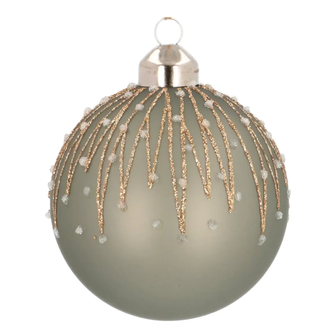 Elegant Glass Christmas Bauble Icicles 8cm Cottage Green