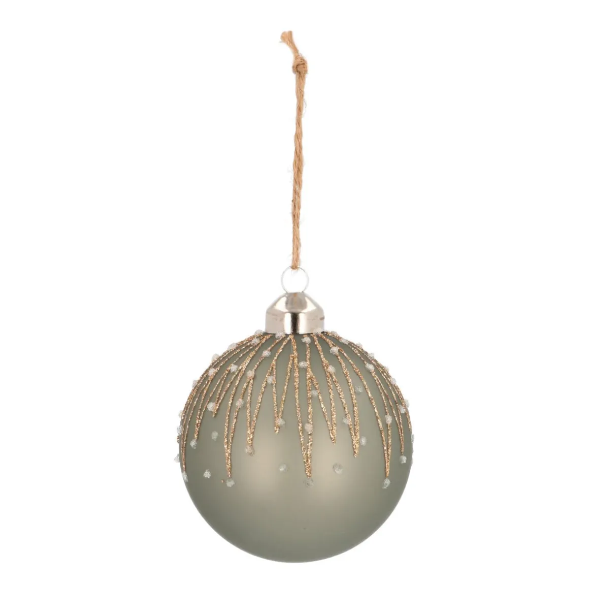 Elegant Glass Christmas Bauble Icicles 8cm Cottage Green